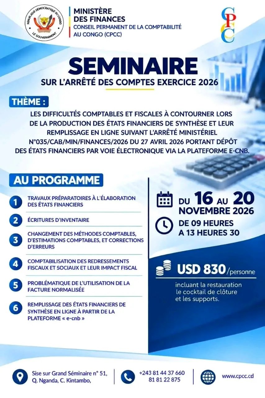 ARRÊTÉ DES COMPTES EXERCICE 2026